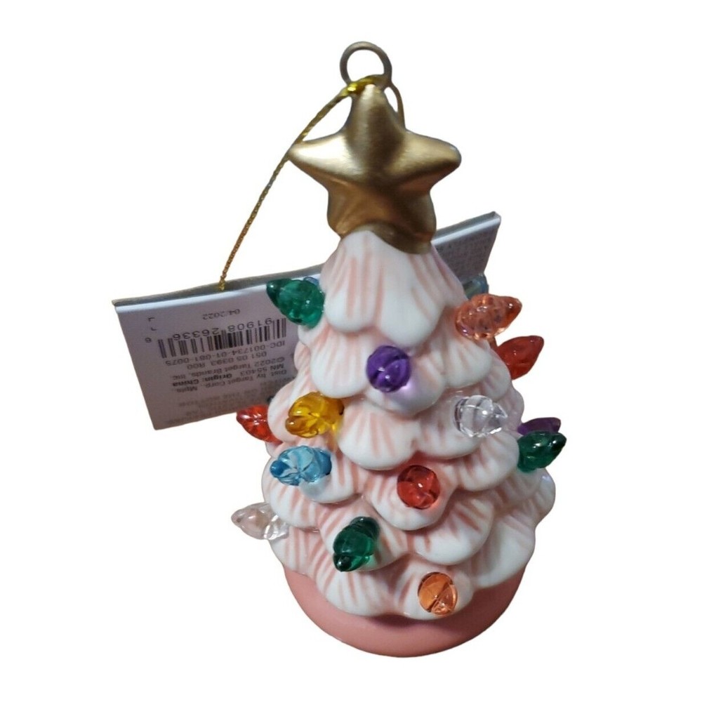 Target Wondershop Ceramic Pink Light Up Tree Retro Ornament 2022 New - Picture 2 of 2